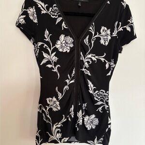 White House Black Market Fitted Ruched Cap Sleeve Blouse